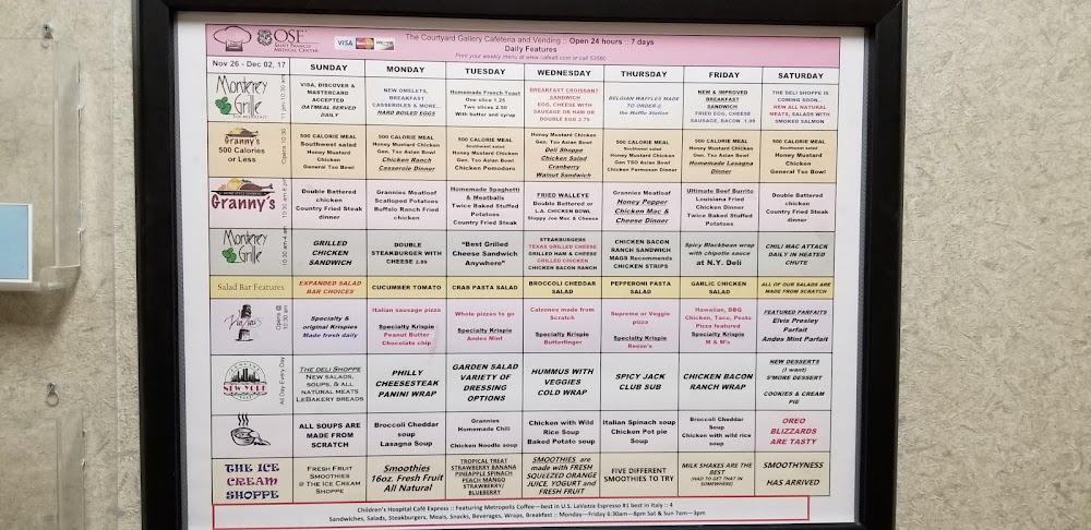 Courtyard Gallery Cafeteria Menu image 1